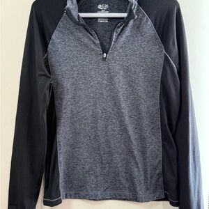 Heather Gray and Black Long Sleeve with Quarter-Zip